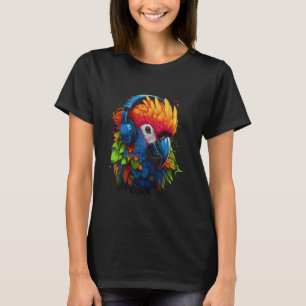 coloured parrot DJ With Headphones african parrots T-Shirt