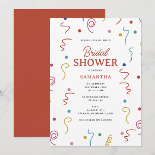 Coloured Party Confetti Bridal Shower Invitation