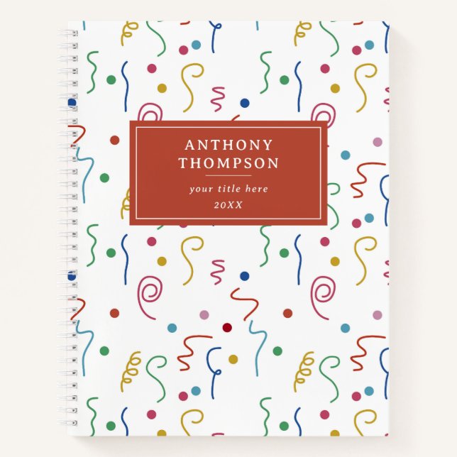 Coloured Party Confetti Pattern Notebook (Front)