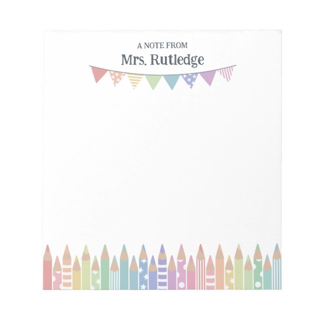 Coloured Pastel Pencils Note From School Teacher (Front)