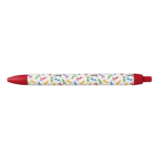 Coloured Pattern Unicorn Black Ink Pen (Front)