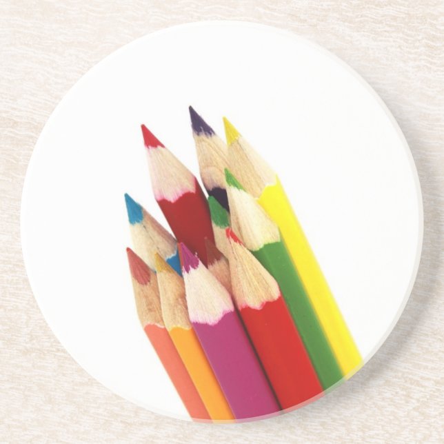 Coloured Pencil Bundle Sandstone Coaster (Front)