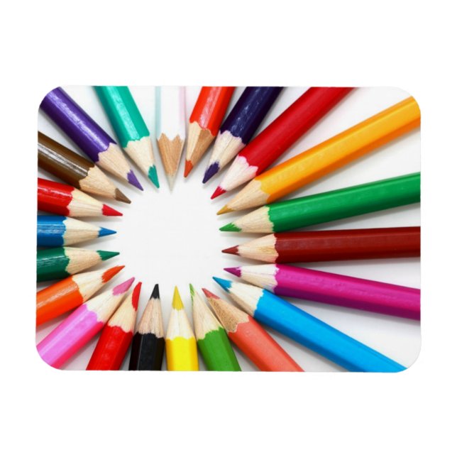 Coloured Pencil Circle Premium Magnet (Horizontal)
