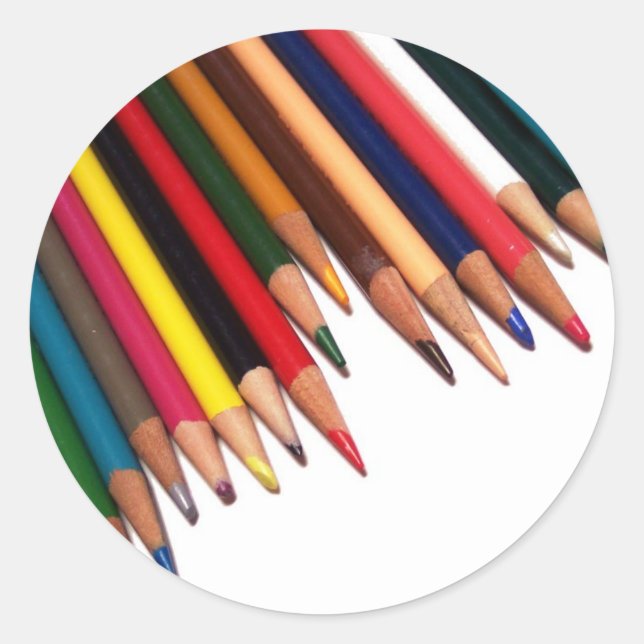Coloured Pencil Corner Classic Round Sticker (Front)