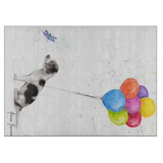 Coloured Pencil Drawing The Beagle Dog And Balloon Cutting Board