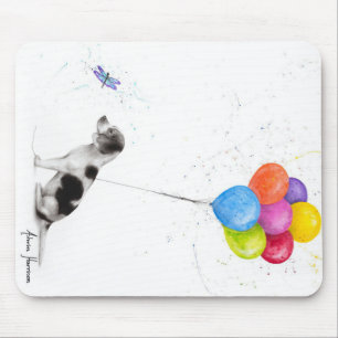 Coloured Pencil Drawing The Beagle Dog And Balloon Mouse Pad