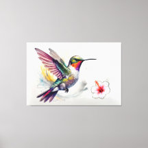 Coloured Pencil Hummingbird With Flower