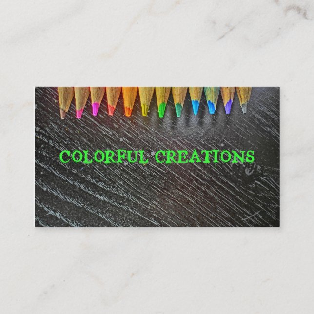 Coloured Pencil tips customisable business cards (Front)