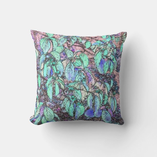Coloured Pencil Tree Leaves Cushion (Front)