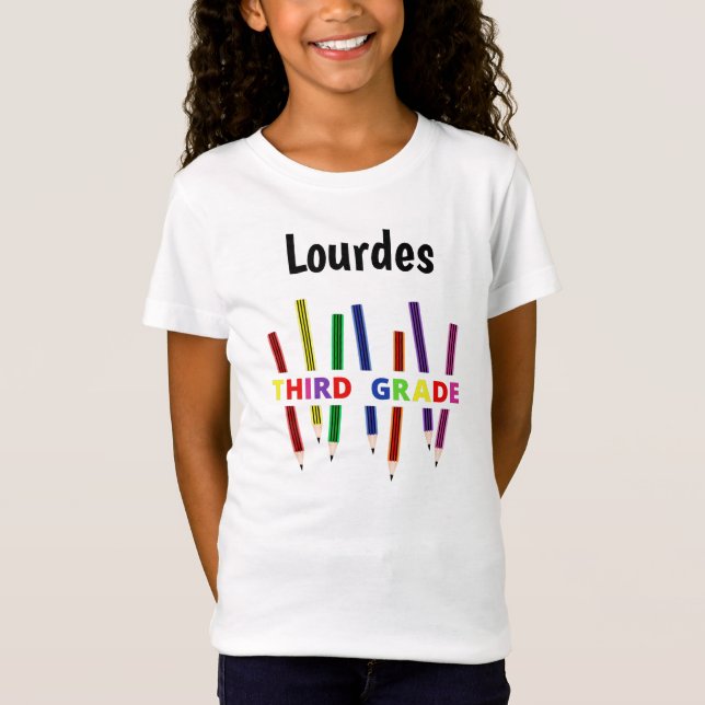 Coloured Pencils 3rd Grade Girl's T-Shirt (Front)