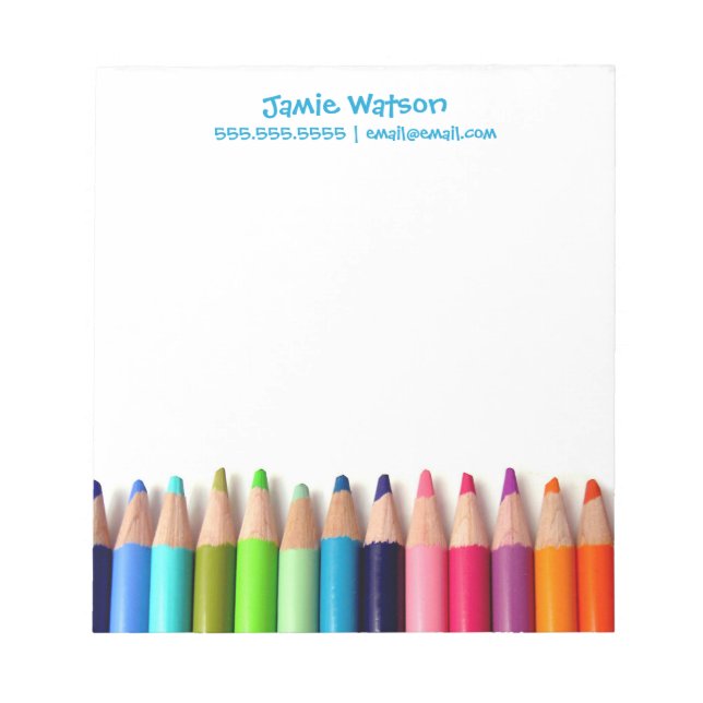 Coloured Pencils - Add your name Notepad (Front)