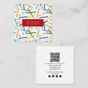 Coloured Pencils Art School Teacher Tutoring Square Business Card