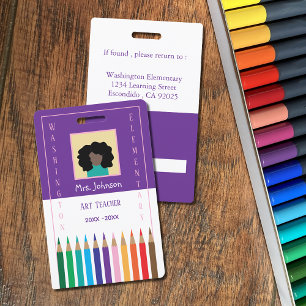 Coloured Pencils Art Teacher Photo ID Badge