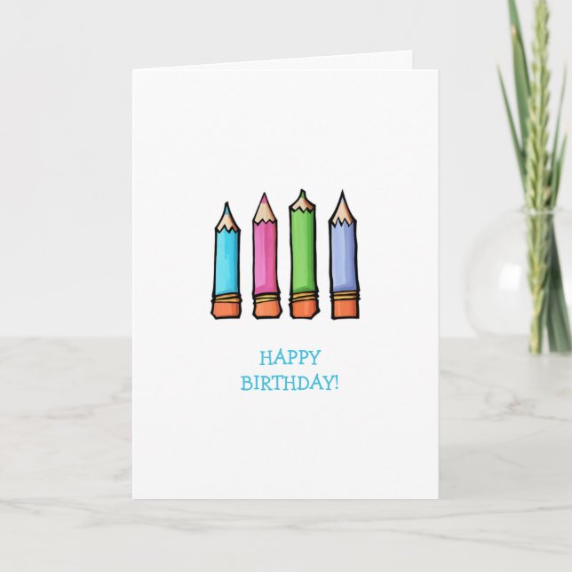 Coloured Pencils Birthday Card (Front)