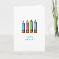 Coloured Pencils Birthday Card