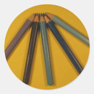 Coloured Pencils Classic Round Sticker
