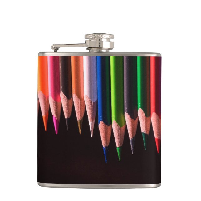 Coloured Pencils Hip Flask (Front)