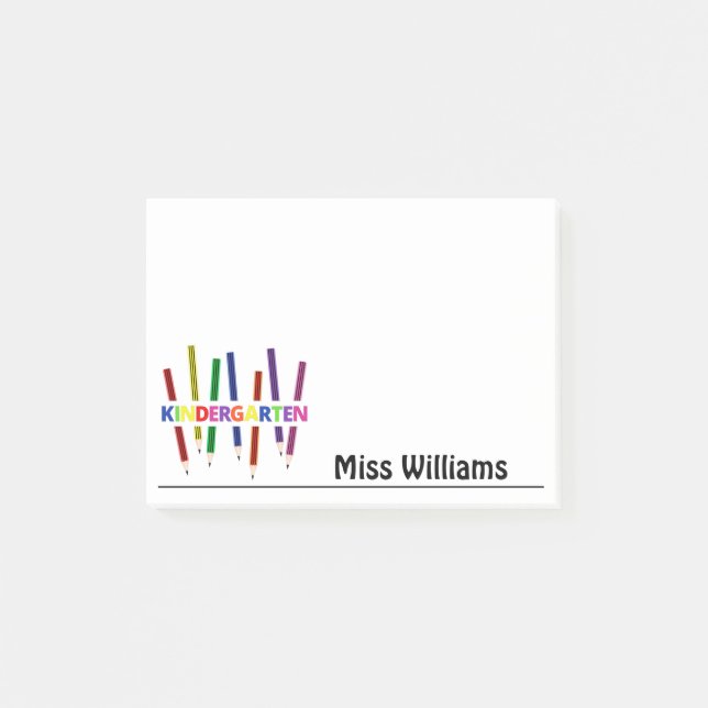 Coloured Pencils kindergarten Teacher Post-it Notes (Front)