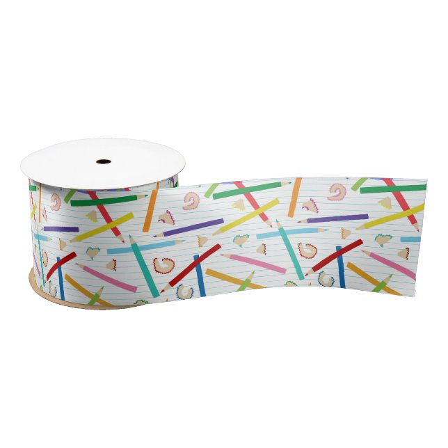 Coloured Pencils Pattern Satin Ribbon (Spool)