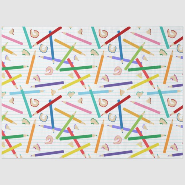 Coloured Pencils Pattern Tissue Paper (Front)