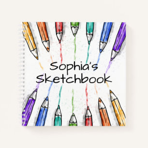 Coloured Pencils Personalised Sketchbook Notebook