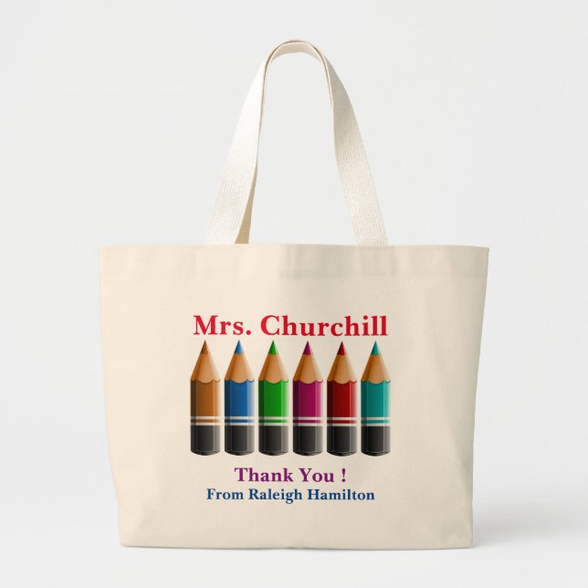 Coloured Pencils Teacher Tote Bag (Front)