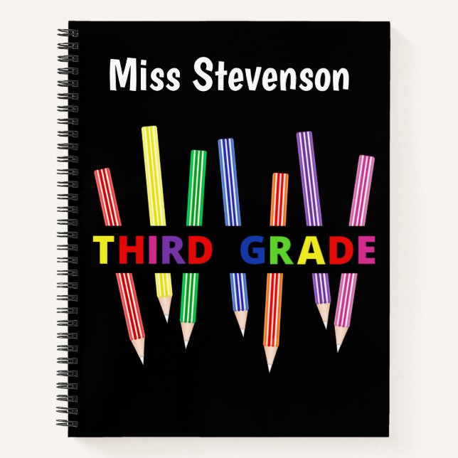 Coloured Pencils Third Grade Notebook (Front)