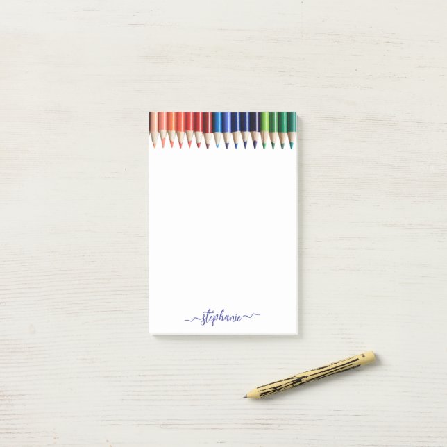 Coloured Pencils with Name Post-it Notes (On Desk)