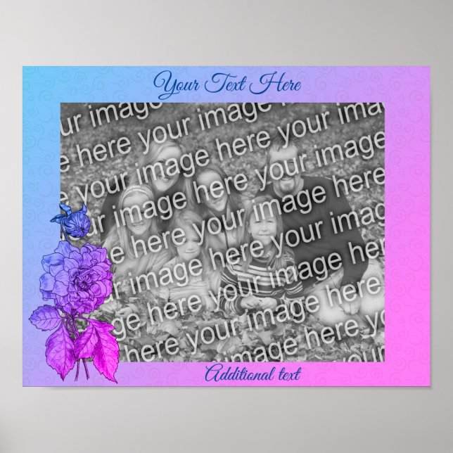 Coloured Peony Flower Personalised Add Your Photo Poster (Front)