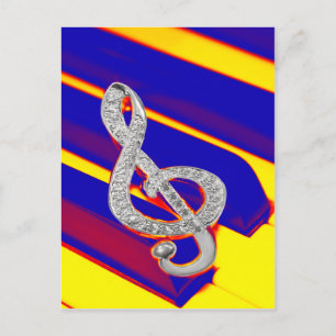 Coloured Piano gclef Postcard