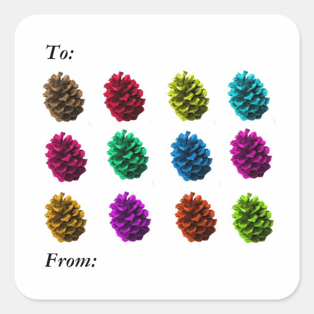 Coloured Pinecones Gift Tag (Front)