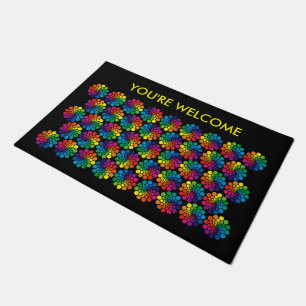 Coloured Points Circle Spirals + your backg. & ide Doormat
