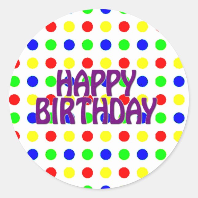 Coloured Polka Dots Classic Round Sticker (Front)