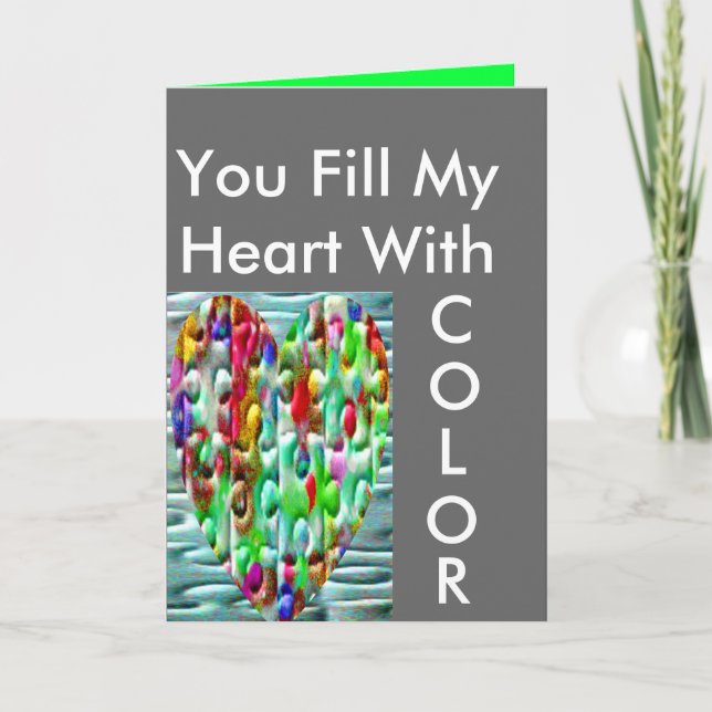 Coloured Puzzled Hearts Holiday Card (Front)