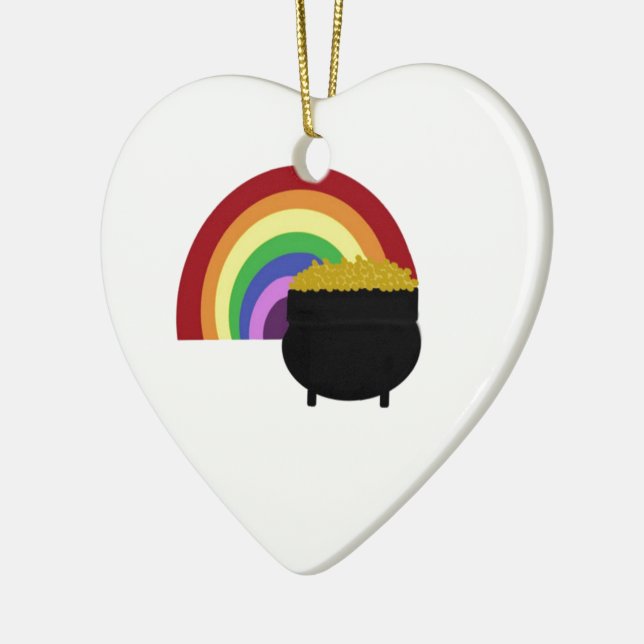Coloured Rainbow And Pot Of Gold Ceramic Tree Decoration (Left)