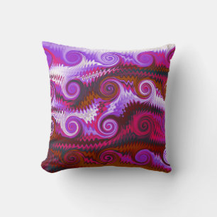 Coloured Retro Swirl Art Design Abstract Cushion