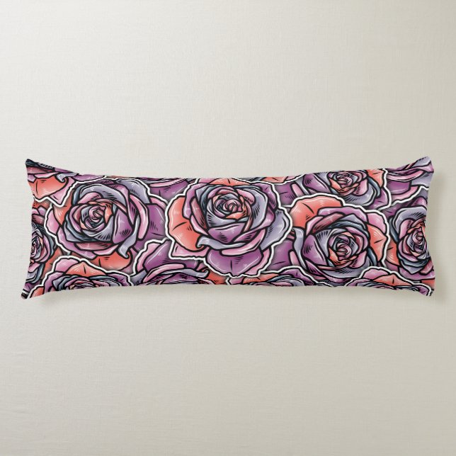 Coloured Rose Flower Body Cushion (Front)