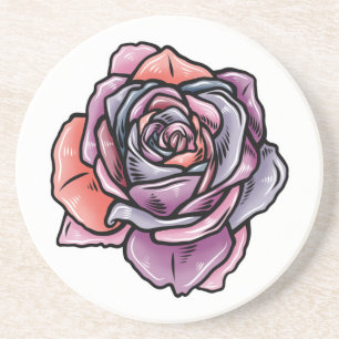 Coloured Rose Flower Coaster