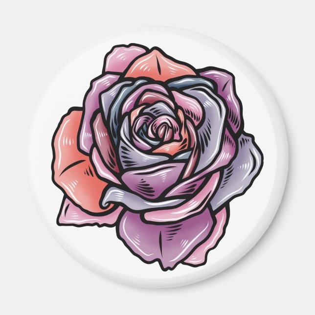 Coloured Rose Flower Magnet (Front)