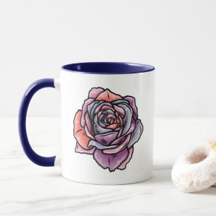 Coloured Rose Flower Mug
