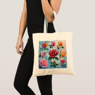 Coloured Roses Digital Art Tote Bag