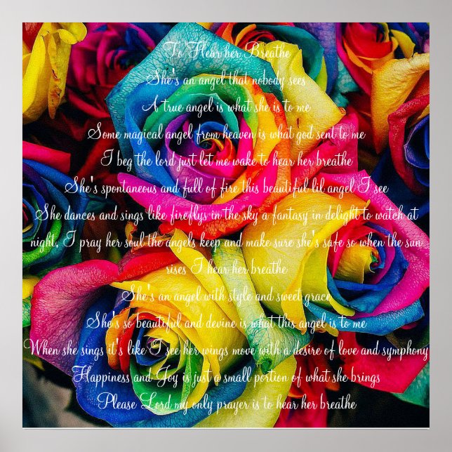 Coloured Roses with Poem Poster (Front)