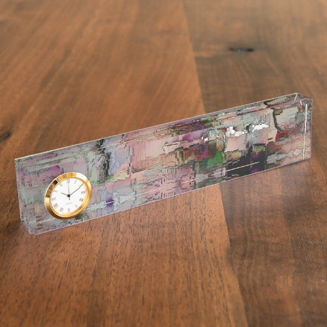 Coloured rustic stone predominated salmon to grey nameplate (Side)
