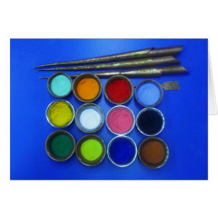 coloured sand to build a Buddhist mandala Card