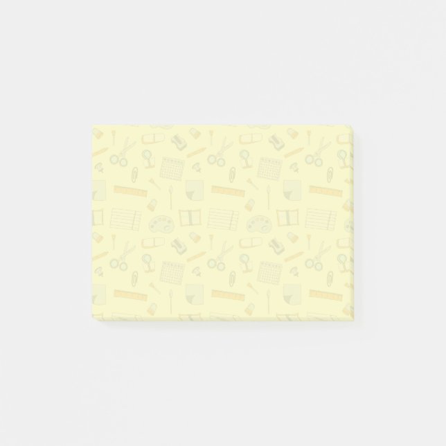 Coloured School Supplies Pattern Post-it Notes (Front)