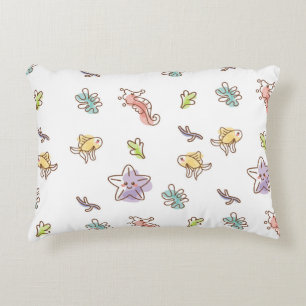 Coloured sealife pattern with seastars and fishes  decorative cushion