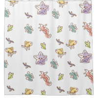 Coloured sealife pattern with seastars and fishes