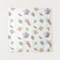 Coloured sealife pattern with seastars and fishes
