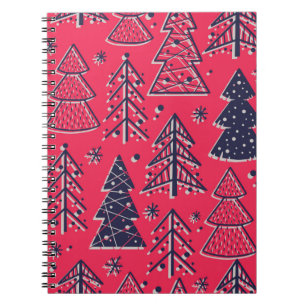 Coloured seamless pattern wallpaper with christmas notebook