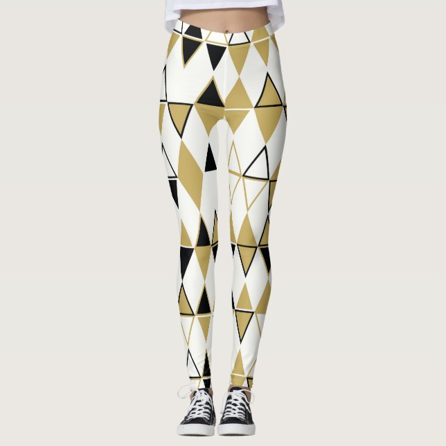 Coloured shapes, geometric abstract pattern leggings (Front)